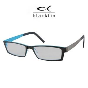 Blackfin Shetland Blue and Black Rectangular +1.25 Glasses with Full-Rim Design